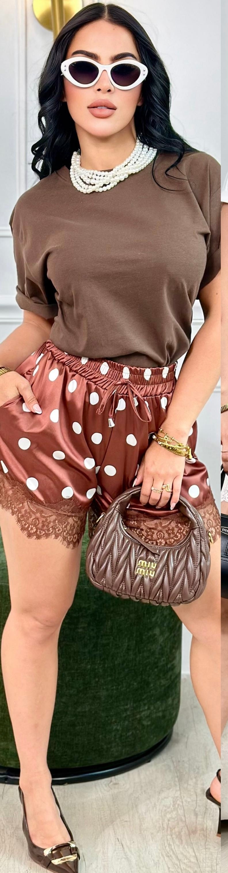 Set de shorts satén y camiseta