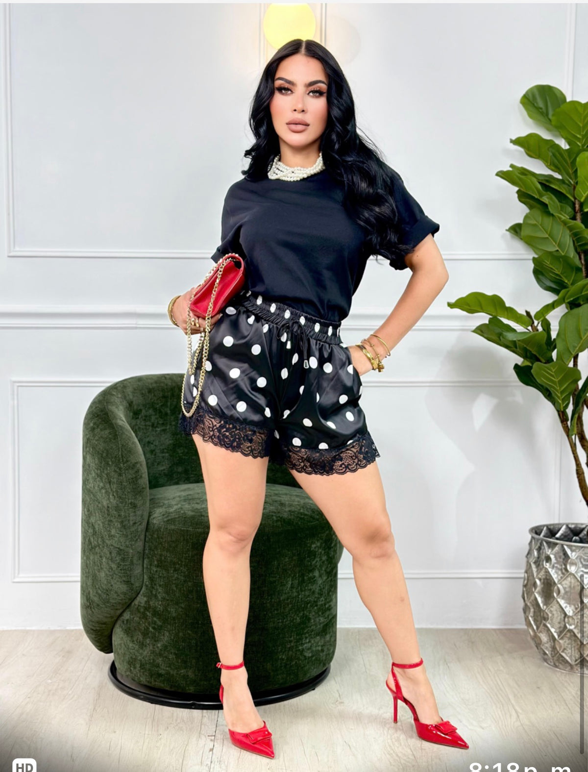 Set de shorts satén y camiseta