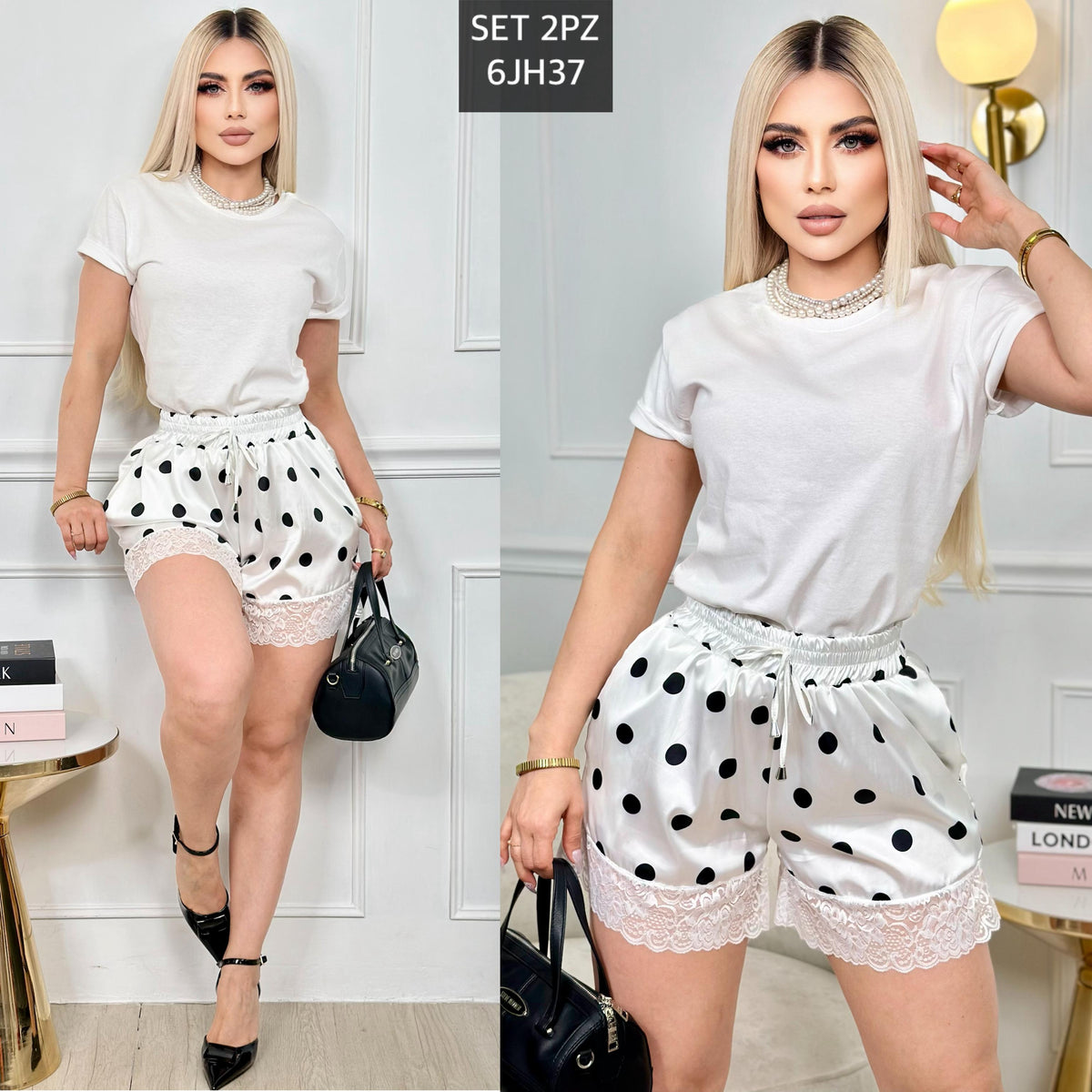 Set de shorts satén y camiseta